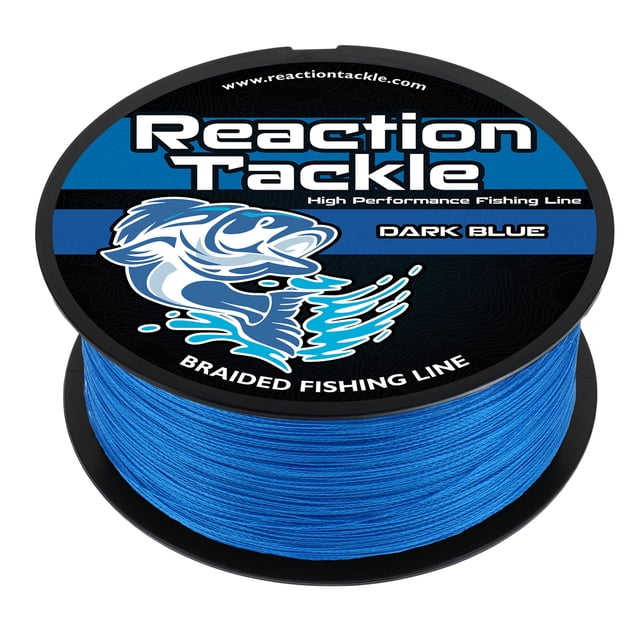 Reaction Tackle Ligne de Pêche Tressée – Tresse Pro Grade PE, Super Résistante, Résistante à l'Usure, Zéro Étirement pour Eau Douce & Salée - Bleu Foncé - 100LB / 150yd