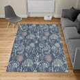 thumbnail image 2 of Floral Turkish Area Rug, Vintage Soft Greenery Dotted Background Nature Inspiration Image Art, Soft Carpet for Living Room Decor with Distressed Look, 5.2' X 7.6', Slate Blue, by Ambesonne, 2 of 4