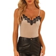 thumbnail image 1 of Camiseta de tirantes de encaje de terciopelo para mujer Inspire Chic L Champagne, 1 of 6