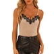 thumbnail image 1 of Camiseta de tirantes de encaje de terciopelo para mujer Inspire Chic L Champagne, 1 of 6