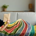thumbnail image 3 of Groovy Soft Flannel Fleece Throw Blanket, Abstract Aged Vintage Inspired Nostalgic Spiral Infinite Circle Creative Art, Cozy Plush for Indoor and Outdoor Use, 60" x 80", Multicolor, by Ambesonne, 3 of 5