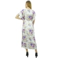 thumbnail image 4 of Bimba Robe Longue Maxi Kaftan à Cordon Floral Blanc pour Femmes - 6, 4 of 9