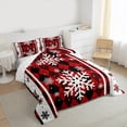 thumbnail image 3 of Castle Fairy Xmas Snowflake 3 Pieces Queen Comforter Set for Teens Boys Girls,Geometric Plaid Grid Ultra Soft Bedding Sets,Merry Christmas Bedding Comforter Set,Ultra Soft Home Decor, 3 of 8