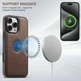 thumbnail image 2 of Magnetic for iPhone 15 Pro Max PU Leather Case, [Compatible with Mag-Safe & Support Magnetic Car Mount] Protective Slim Phone Cover for iPhone 15 Pro Max Logo Hollow Design Case, Brown, 2 of 8