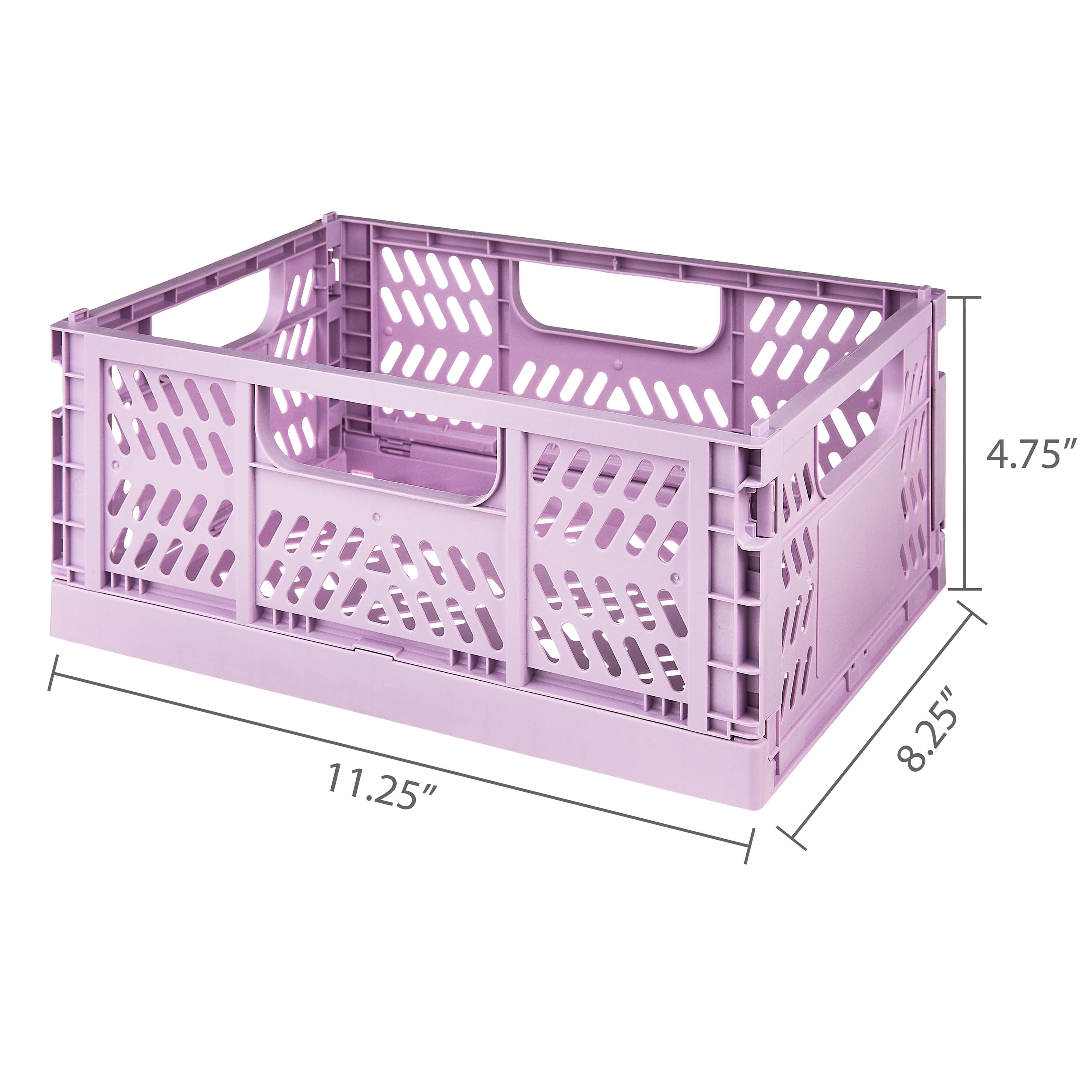 Pen+Gear Small Collapsible Crate, Size 11.41" x 8.26" x 4.72", Light Pink Plastic Desktop Organizer