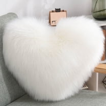 NICEXMAS Valentines Day Heart Shaped Pillow White Plush and PP Cotton 1Pcs