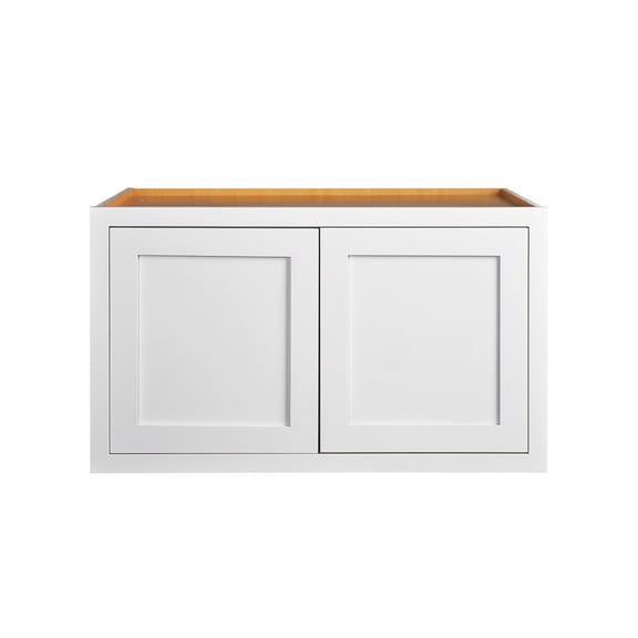 36" Wide 24" Tall 14" Deep Wall (Bridge) Cabinet Snow White Inset Shaker - Double Door - Unassembled