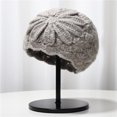 thumbnail image 4 of Vintage Artistic Lace Flower Hollow Out Turban Hat for Women Sweet Fashion Knitted Wool Hat Melon Skin Hat, 4 of 9