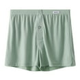 thumbnail image 6 of zeranth Men Boxer Underwear Elastic Waist Mid-rise Shorts Briefs Solid Color Wide Loose Fit Button Fly Ice Silk Thin Panties, 6 of 7