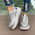 thumbnail image 2 of Miluxas Sparkling Rhinestone Sequin Women's Glitter Sneakers Tennis Sparkly Shoes - Shiny Casual Flat Loafers for Fashionistas White 9(42), 2 of 9