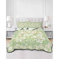 thumbnail image 2 of Quilts Queen Size Bedding Set, Spring Floral Reversible Summer Quilt 3 Pieces, Watercolor Orchid Flowers Leaves Botanical Green Lightweight Bedspreads Coverlets with 2 Pillow Shams for All Seasons, 2 of 5