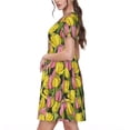 thumbnail image 2 of Naloa Tulips Flowers Print Womens Summer A-Line Dress with Pockets,Short Sleeve Dresses,Flowy Beach Swing Dress for Vacation Travel, 2 of 6