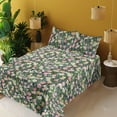 thumbnail image 2 of Ambesonne Floral Fitted & Flat Sheet with Shams 4 Pcs Set, Meadow Sunflowers Bluebells, Queen, Fern Green Rose and Yellow, 2 of 5