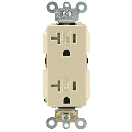 Leviton 132-TDR20-00I Ivory 20 Amp Decora Plus Duplex Receptacle