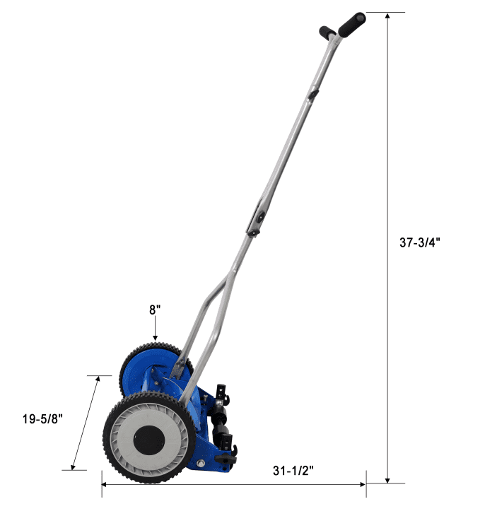 14in Blue Push Reel Lawn Mower - Eco Friendly Manual Grass Cutter