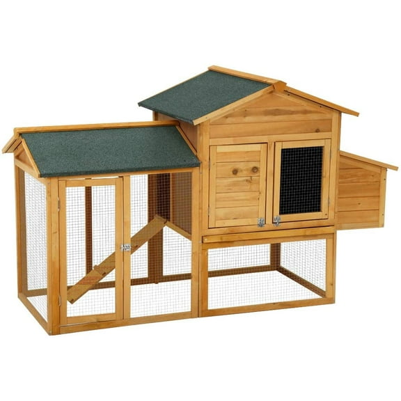 BestPet 66-inch Wooden Chicken Coop, Indoor-Outdoor Yellow, 2-4, Wood, Large
