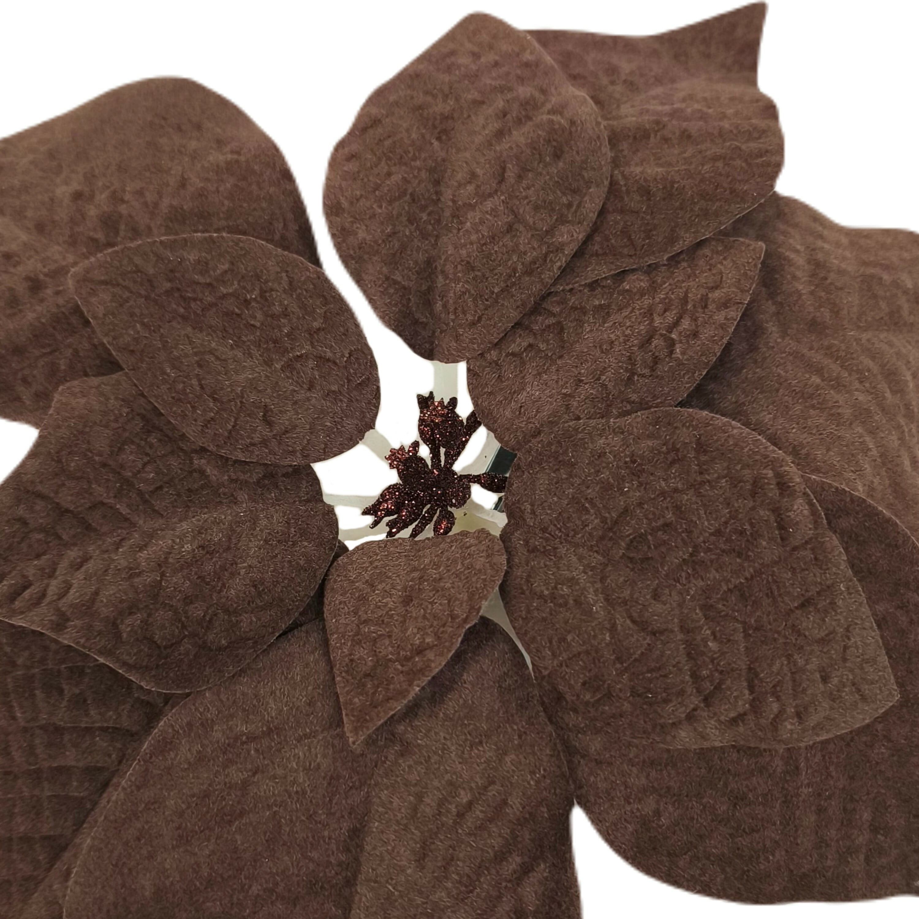 Poinsettia Christmas Clip Ornament, Brown, 11", by Holiday Time