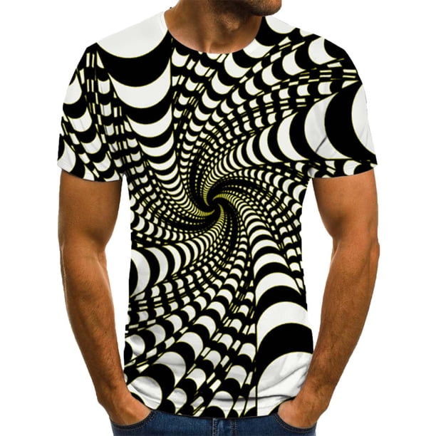 Blusa de manga corta con estampado de cuello redondo para hombre Pompotops oipoqjl5961