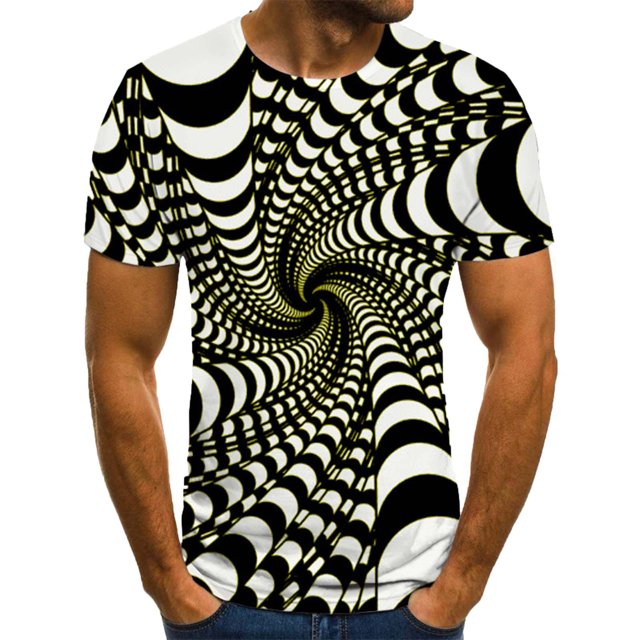 Blusa de manga corta con estampado de cuello redondo para hombre Pompotops oipoqjl5961
