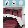 thumbnail image 4 of Quilts Full Size Bedding Set, Red Striped Lightweight Quilted Comforter, Black Geometric Vintage Stripes Ombre Soft Reversible Bedspread Coverlet with Pillow Covers for All Season, 78" x 90", 4 of 7