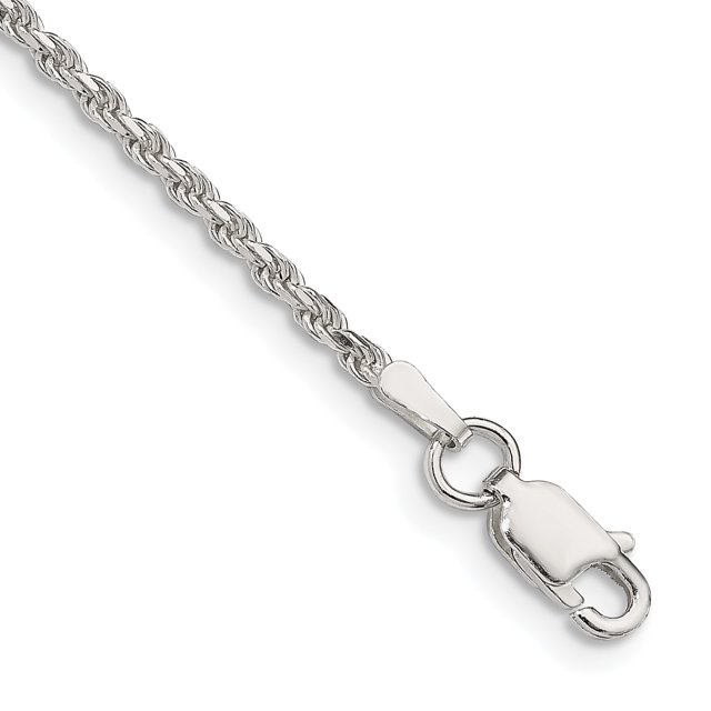 925 Sterling Silver 1.85mm Rope Chain Anklet Ankle Bracelet