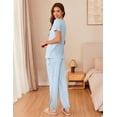 thumbnail image 4 of Ekouaer Womens Pajama Sets Short Sleeve Lounge Sets for Women Jogger Pajama Set 2 Piece Pj Sets, 4 of 6