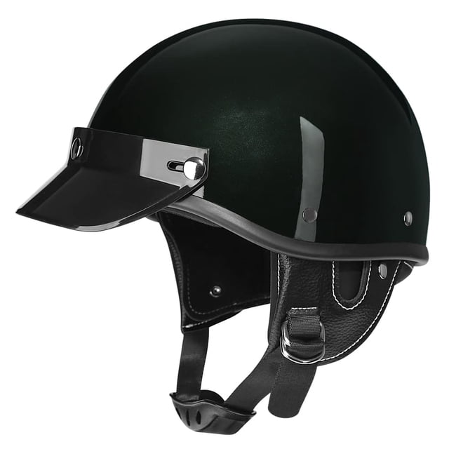 Casco Woljay Retro Half DOT certificado negro brillante (M)