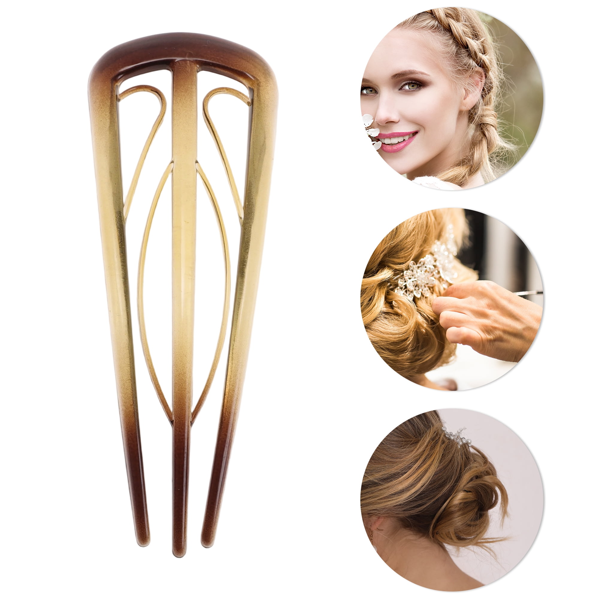 Unique Bargains U-shaped Hair Pin 4.33"x1.57" 1 Pcs Transparent Green