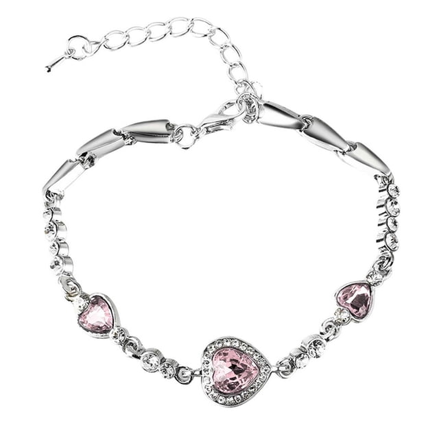 Fiudx Pulsera de Corazón, Elegante Brazalete de Cristal, Joyería de Boda de Moda, Regallo Romántico de San Valentín, Accesorio para Mujer, Ropa de Fiesta, Estilo Femenino, Incluye Collar a Juego.