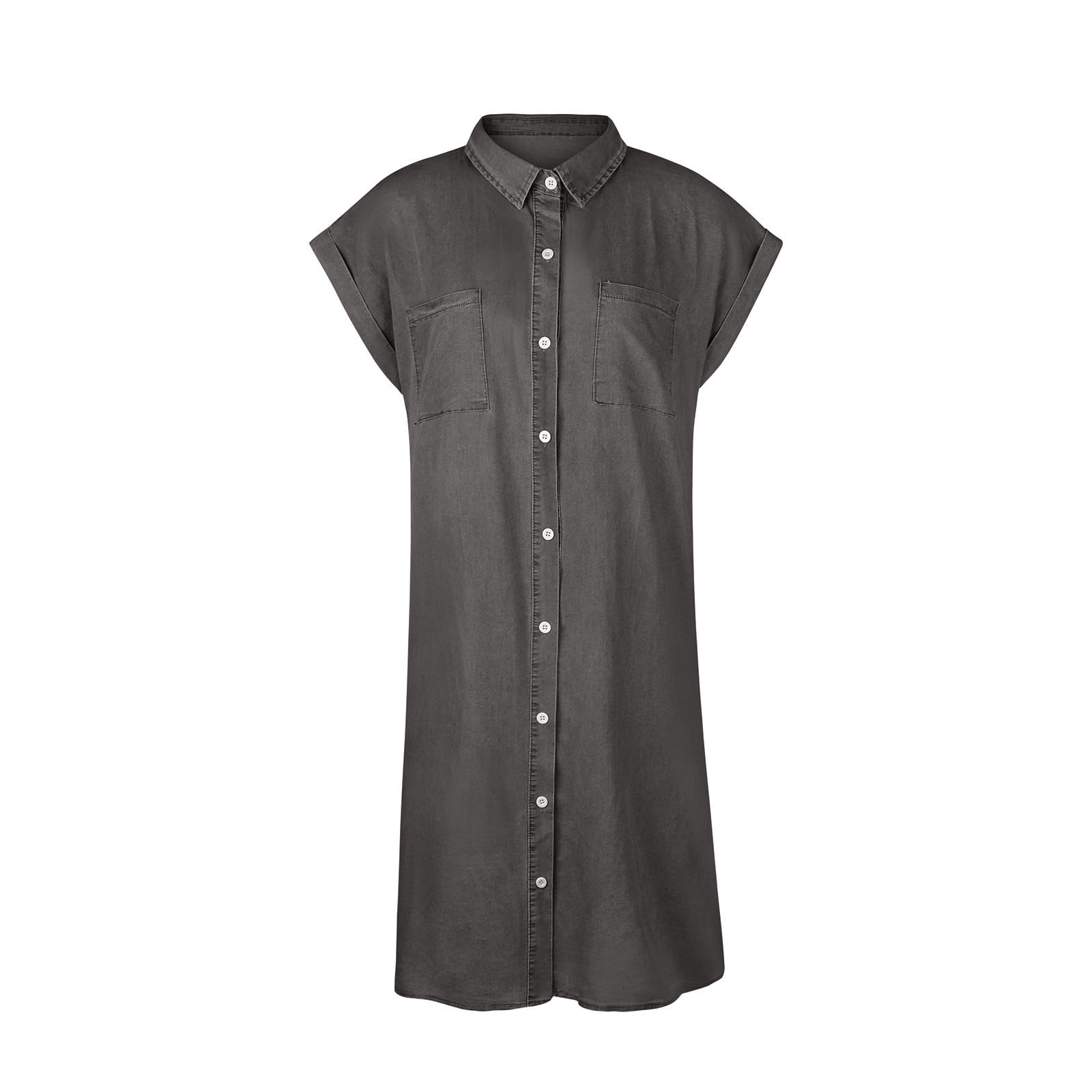 UPPADA Denim Dress for Women Summer Button Knee Length Dresses Solid Slim Short Sleeve Mini Dress Fashion Casual Dreeses