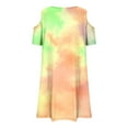 thumbnail image 6 of Girls Dressss Girl's Casual Cold Shoulder Tie-Dyed Short Sleeve Knee Length Shirts Dresses with Pockets Summer T-Shirt Beach Sundress New Yellow 7T, 6 of 8