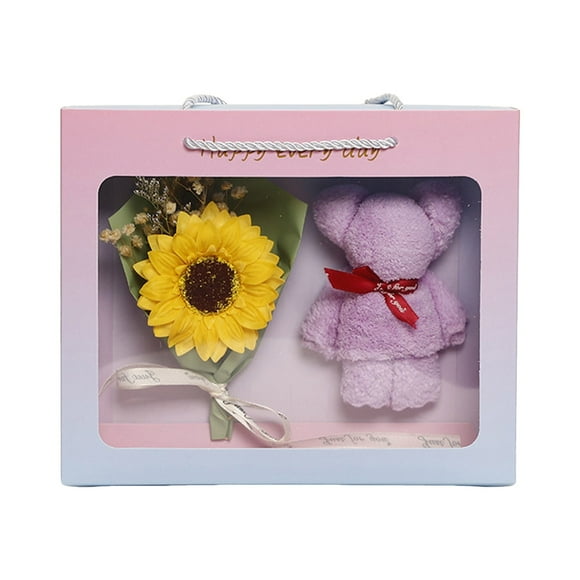 asddcavvf For Day Rose Soap Bouquet Silk Peonies Flowers Wooden Roses