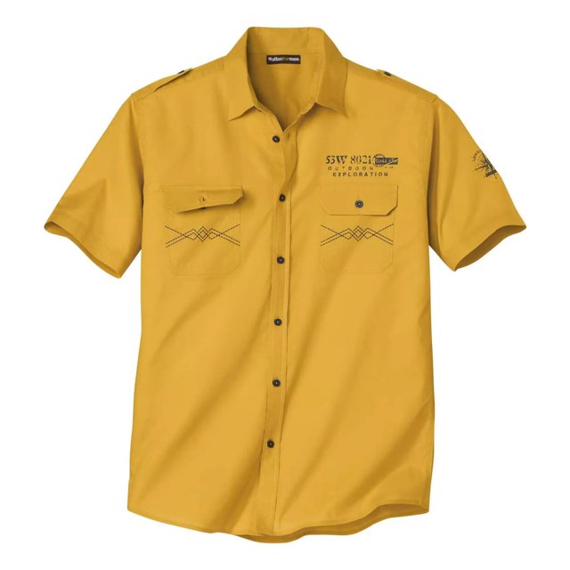 Atlas For Men - Camisa de Piloto de Popelina para Hombre (Ocre)