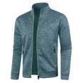 thumbnail image 4 of Mens Zip Up Sweatshirt Without Hood Fall Fashion Jackets Zipper Mock Neck Coat Casual Long Sleeve Top With Pockets, L, 4 of 7