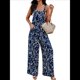 thumbnail image 1 of Bohemios Informales de Verano para Mujer, de Pierna , Holgados, con Estampado Floral y Bolsillos. Azul Marino M, 1 of 10