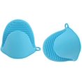 thumbnail image 1 of Roofei Silicone Pot Holder Oven Mini Mitt Cooking Pinch Grips Kitchen Heat Resitant Solution - 2 Piece (Blue), 1 of 7