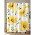 thumbnail image 4 of Shower Curtains Ombre Yellow Flowers Bath Curtain Watercolor Floral Leaf Waterproof Bathroom Shower Curtain Set with Hooks Decoration 72 x 72 Inches, 4 of 7