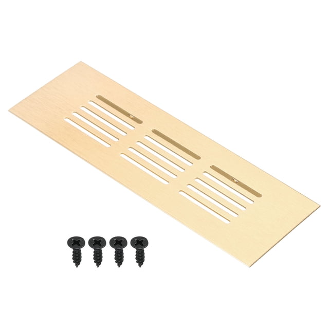 Unique Bargains Grille de Ventilation Rectangulaire 6'x2' en Maille avec Persiennes et Vis pour Armoire, Ton Or