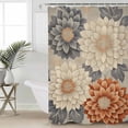 thumbnail image 2 of 72x78 Inch Shower Curtain Vintage Spring Floral Bathroom Decor Waterproof Fabric Bathtub Bath Curtains Decorative Orange Grey Watercolor Flower Extra Long Shower Curtain Set with Hooks, 2 of 6