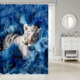 thumbnail image 2 of Manfei Kawaii White Tiger Shower Curtain 72Wx72L, Cute Jungle Animal Bathroom Curtain, Blue White, 2 of 5