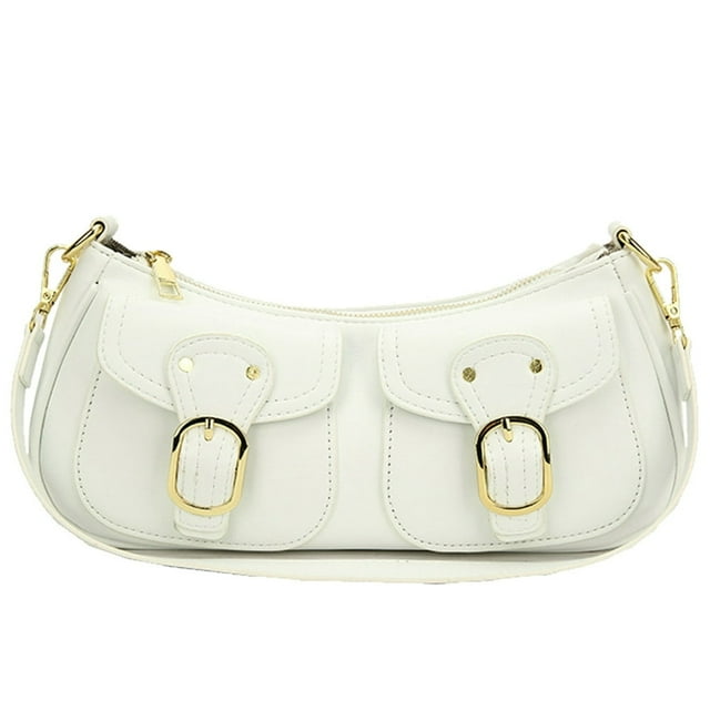 Sac à Main pour Femmes Grande Capacité PU Simple Sac à Main de Ville (Blanc)