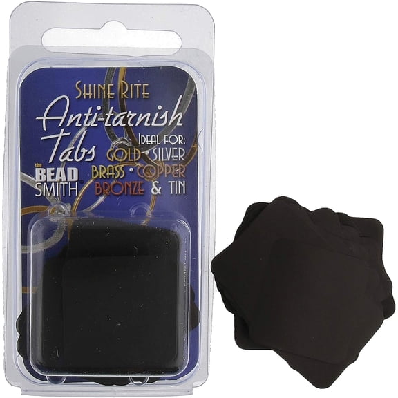 The Beadsmith Anti-Tarnish Tabs, 1 x 1 inch, Non-Abrasive, 50 tabs per Pack, for Jewelry Storage, Black