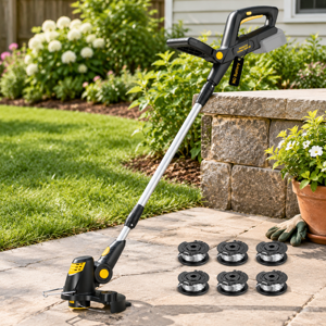 Yellow 20V Cordless Brushless String Trimmer Edger Mini Mower