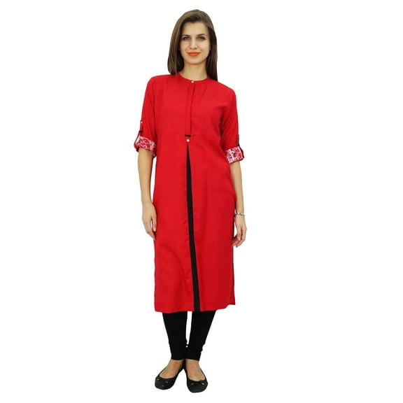 Bimba Womens Tunic custom Top 3/4 Sleeve Long Kurta Kurti Indian Ethnic Blouse