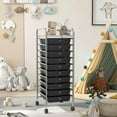 thumbnail image 3 of Kepooman 10 Drawer Storage Cart, Mobile Shelving Unit, Rolling Storage Cart Organizer with 4 Universal Casters-Black, 3 of 9