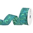 thumbnail image 2 of Homeford Christmas Satin Peacock Swirls Wired Ribbon, Turquoise, 1-1/2-inch, 10-yard, 2 of 4
