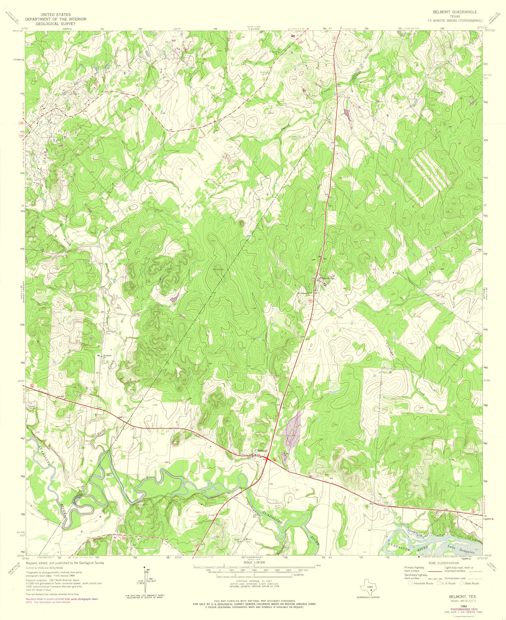 Belmont Texas Quad USGS 1964 23 x 28.17