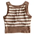 thumbnail image 5 of MNCEKFOD Womens Tank Top With Built In Bra Casual Striped Padded Tank Tops Cropped Waist Short Style Elastic Summer Daily Outer Tops Camisoles For Women For Under Clothes Coffee S, 5 of 6