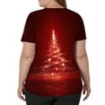 thumbnail image 4 of Dwellite Christmas Scrub Tops Women Xmas Tree Print V Neck Short Sleeve Plus Size Scrubs Medical Uniform Shirts with Pockets Vermilion 3XL, 4 of 5