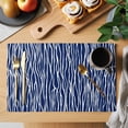 thumbnail image 2 of Vintage Wave Lines Placemats Set of 4 Classic Minimalist Striped Navy Blue Place Mats Indoor Wipeable Table Mats Washable Cloth Dining Table Placemats for Kitchen Holiday Party Home Decor 13x19 Inch, 2 of 9